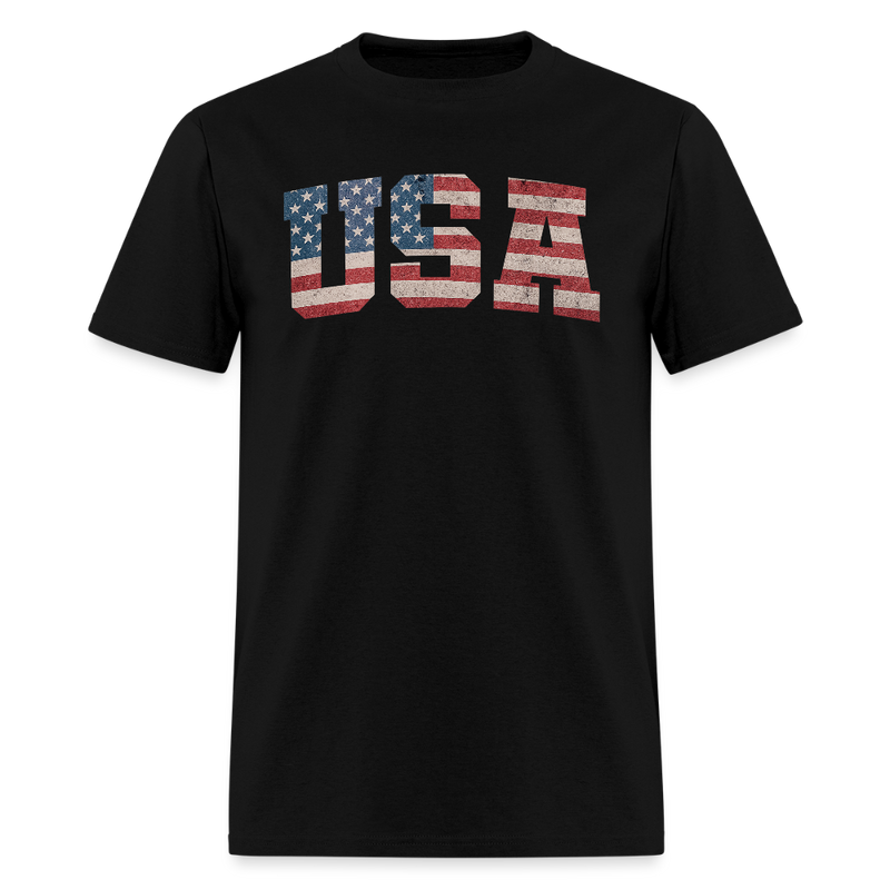 USA US Flag Patriotic 4th of July Retro T Shirt - black