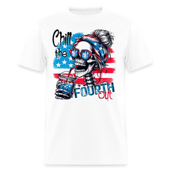 Chill The Fourth Out Retro Skeleton T Shirt - white