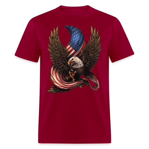 America Flag Eagle Patriotic T Shirt - dark red