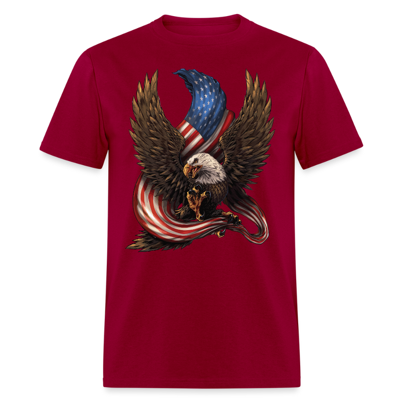 America Flag Eagle Patriotic T Shirt - dark red