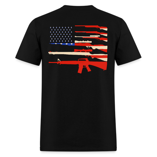 American Flag Guns T Shirt - black