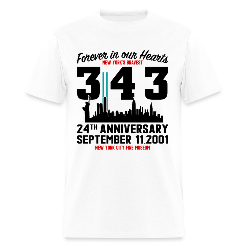Forever In Our Hearts 343 New York's Bravest T Shirt - white