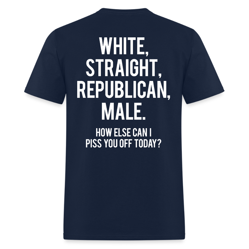 White Straight Republican Male Back Print T Shirt - navy