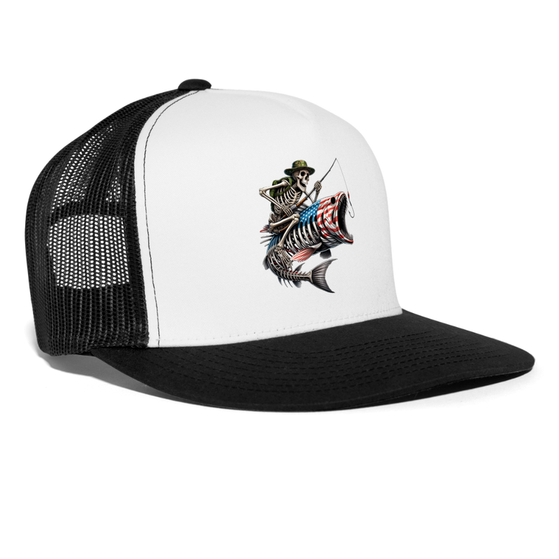 Fish Skeleton Trucker Hat - white/black