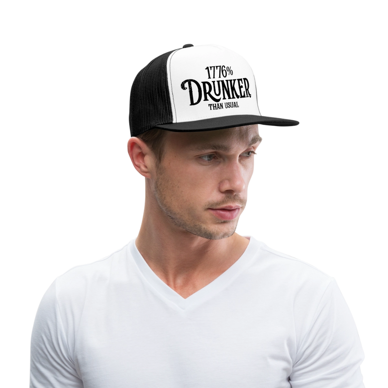 1776% Drunker Thank Usual Trucker Hat - white/black