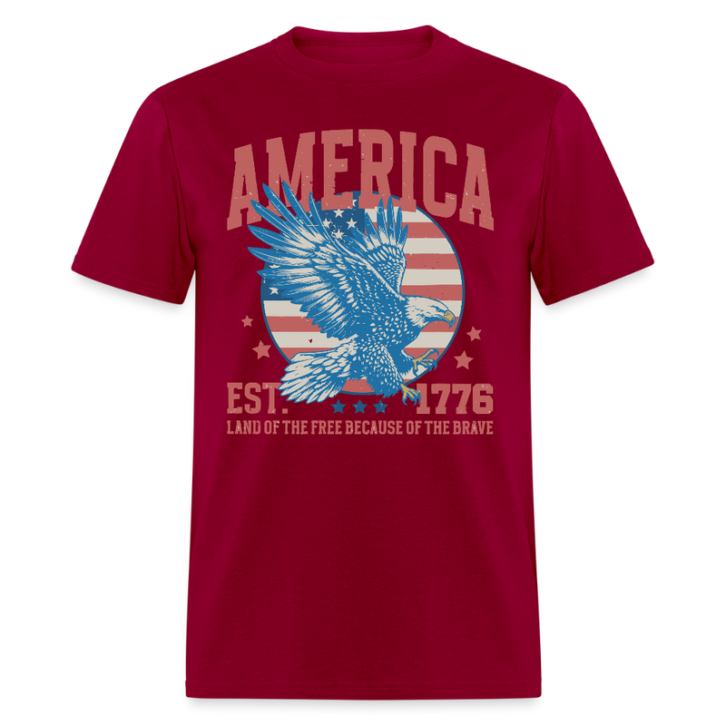 America Est. 1776 Land Of The Free T Shirt - dark red