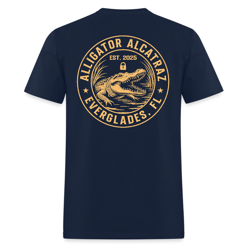 Alligator Alcatraz Everglades FL Est. 2025 Double-Sided Print T Shirt - navy
