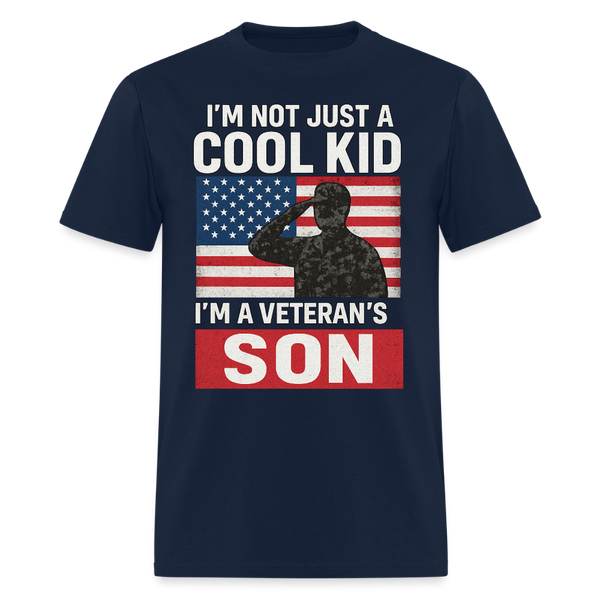 I'm Not Just A Cool Kid I'm a Veteran's Son T Shirt - 3 - navy