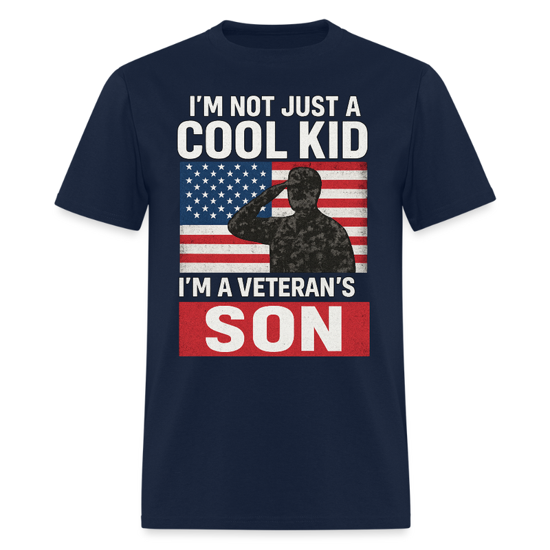 I'm Not Just A Cool Kid I'm a Veteran's Son T Shirt - 3 - navy