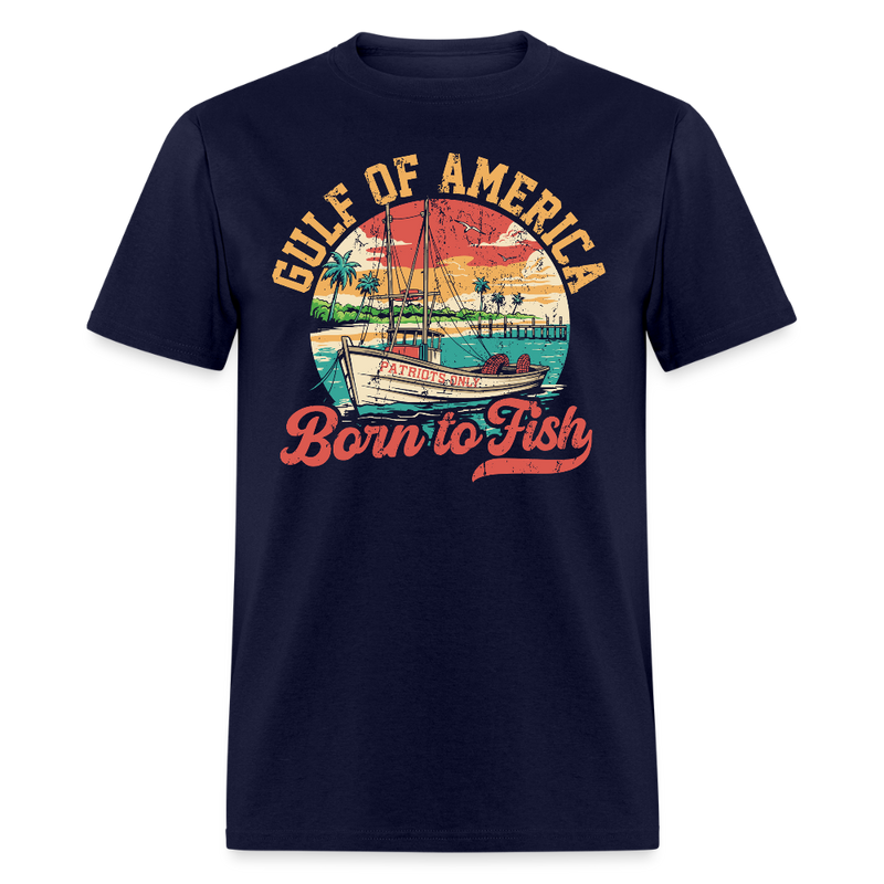 Gulf of America Born To Fish T Shirt - navy