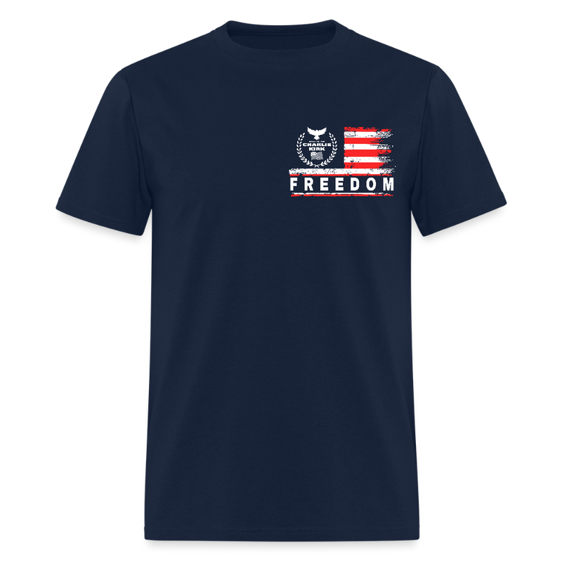 RIP Charlie Kirk Forever In Our Heart US Flag Black T Shirt - navy