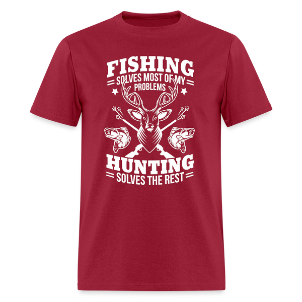 Fishing Solves All of My Problems T Shirt - dark red
