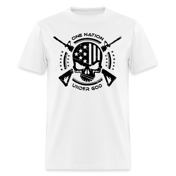 One Nation Under God Skull T Shirt - white