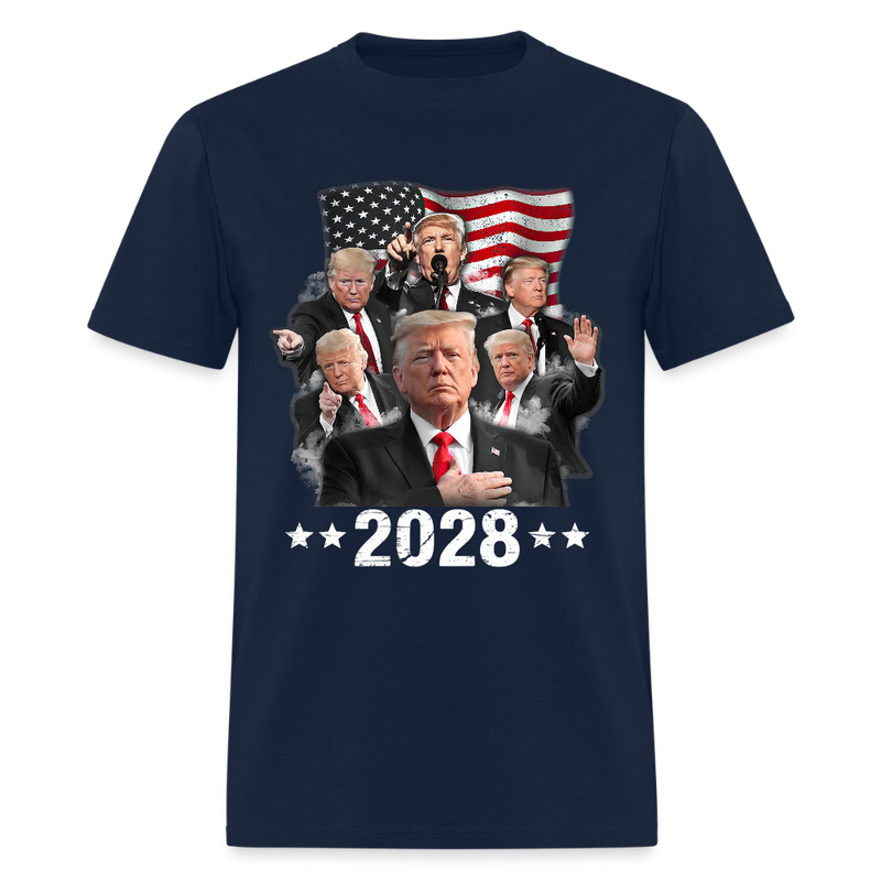 Trump 2028 Patriotic USA Flag T Shirt - navy
