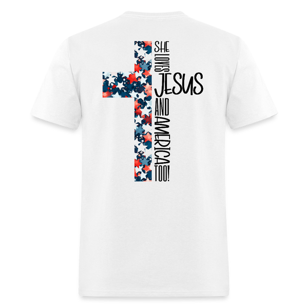 She Loves Jesus And America Too T Shirt - 3 - white