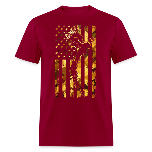 American Flag Pheasant Bird Hunter T Shirt - dark red
