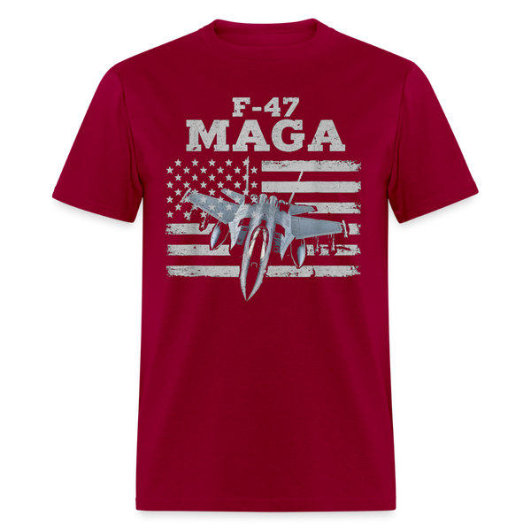 F-47 MAGA America Flag T Shirt - dark red