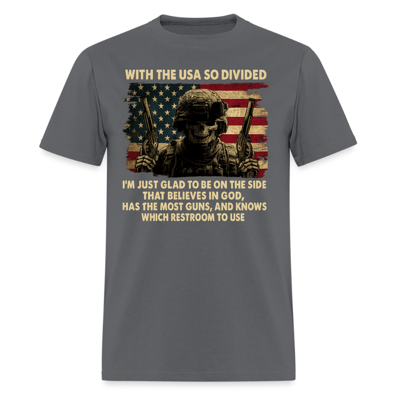 With the USA So Divided T Shirt - charcoal