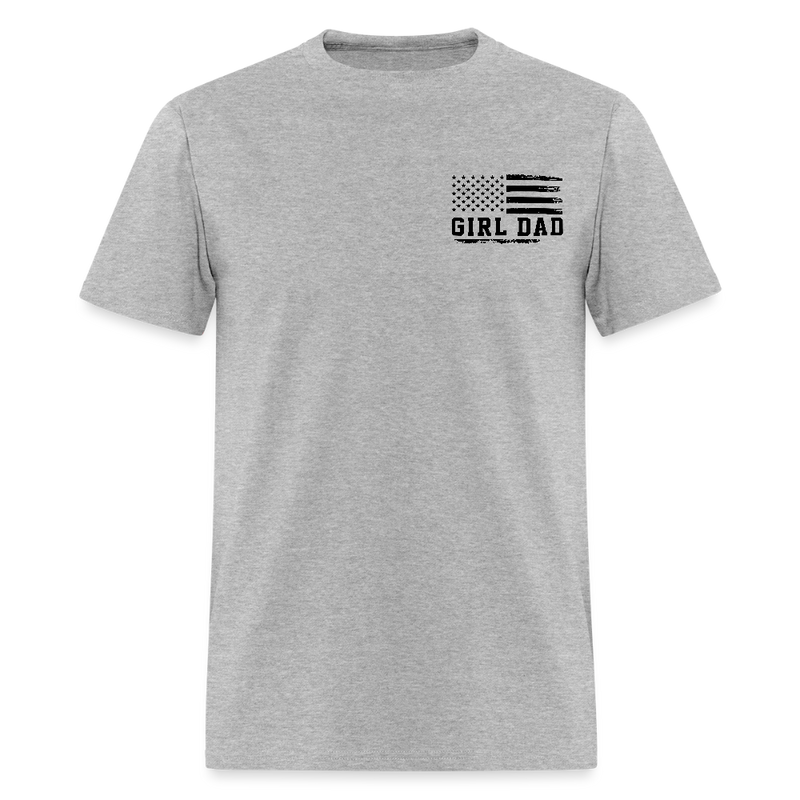 Girl Dad Fist Bump American Flag T Shirt - heather gray