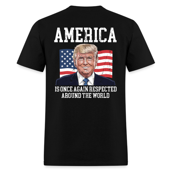 America Is Once Again Respected Back Print T Shirt - black