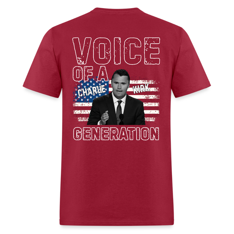 Voice Of Generation Charlie Kirk T Shirt - dark red