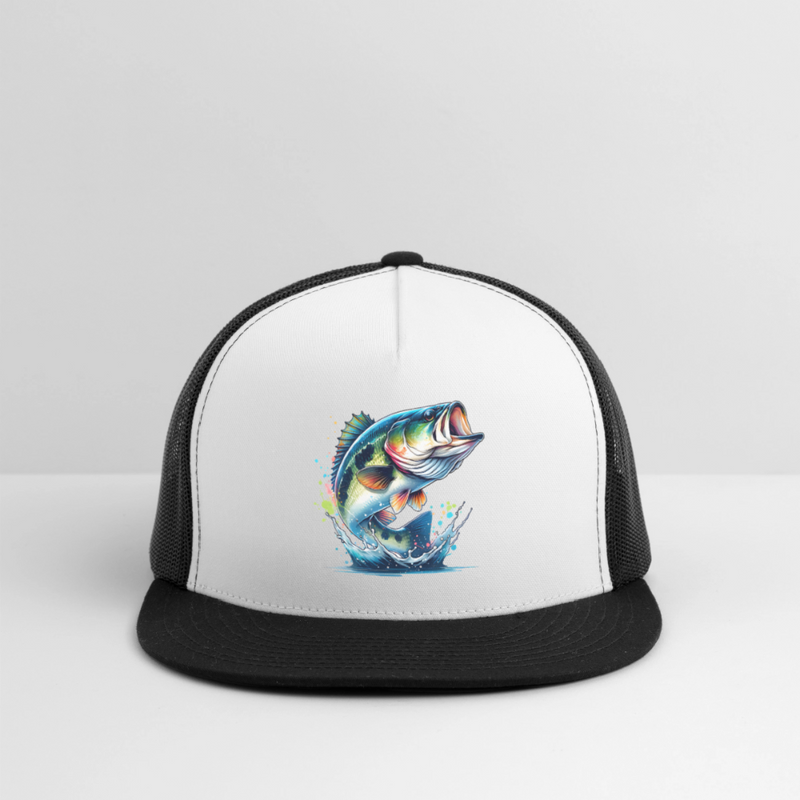 Jumping Smallmouth Bass Trucker Hat - white/black