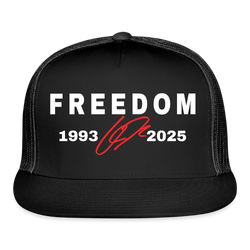 Freedom Charlie Kirk 1993-2025 Black Trucker Hat - black/black