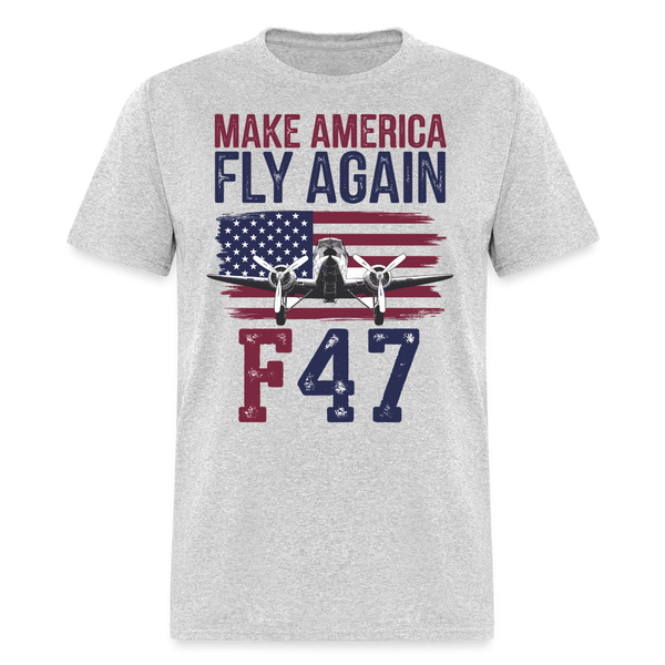 Trump F-47 Jet Make America Fly Again T Shirt - heather gray
