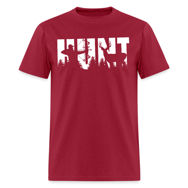 Deer Hunt and Arrows T Shirt - dark red