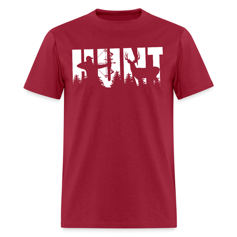 Deer Hunt and Arrows T Shirt - dark red