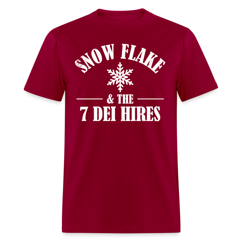 Snow Flake & The 7 DEI Hires T Shirt - dark red