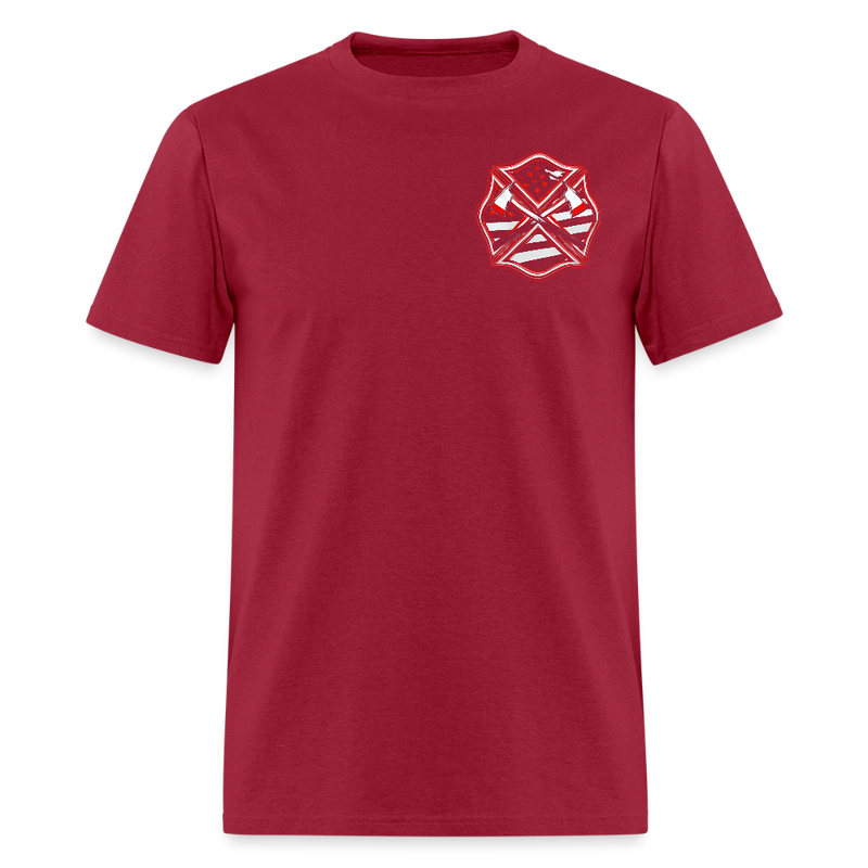 Firefighter Axe Flag Double Sided T Shirt - dark red