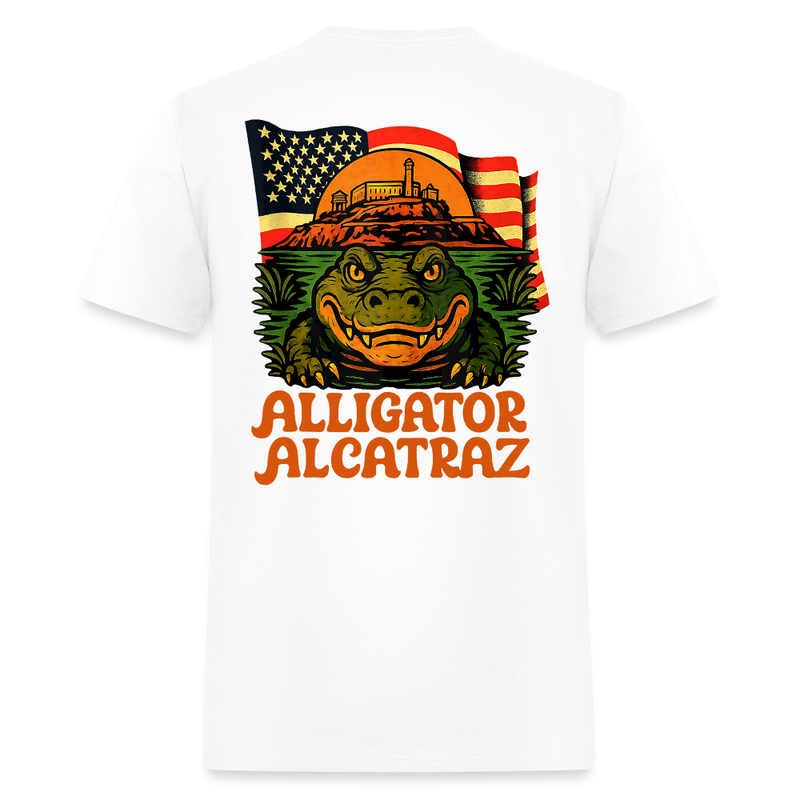 Alligator Alcatraz USA Flag T Shirt - white