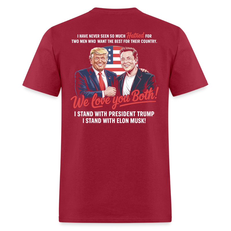 We Love You Both Back Print T Shirt - dark red