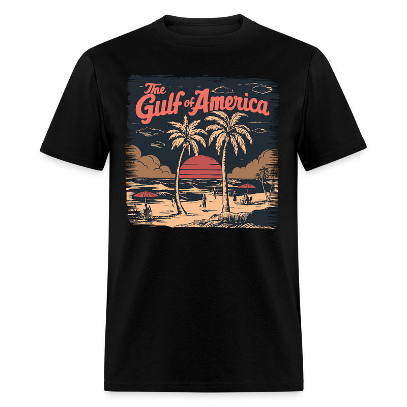 Retro Coastal Gulf Of America T Shirt - black