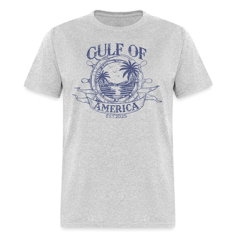 Gulf of America Vintage Ship's Wheel T Shirt - heather gray