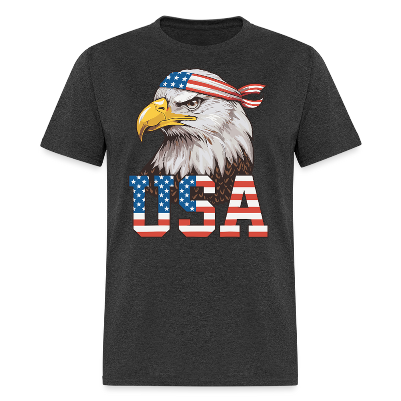 Bald Eagle USA T Shirt - heather black
