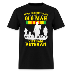 Never Underestimate An Old Man T Shirt - black