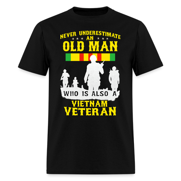 Never Underestimate An Old Man T Shirt - black
