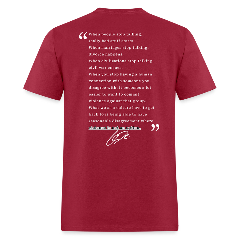 Freedom When People Stop Talking Charlie Kirk T Shirt - 2 - dark red