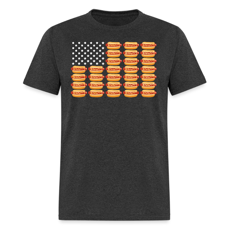 Patriotic Hot Dog T Shirt - heather black