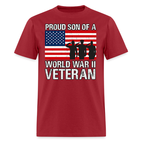 Proud Son of a World War Veterans T Shirt - 2 - dark red