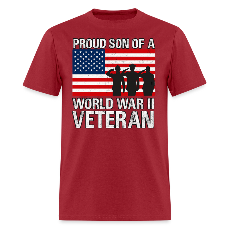 Proud Son of a World War Veterans T Shirt - 2 - dark red
