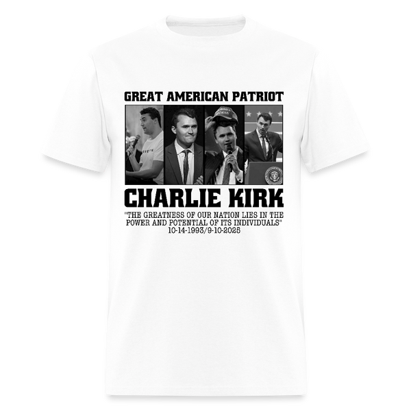 Great American Patriot Charlie Kirk T Shirt - white
