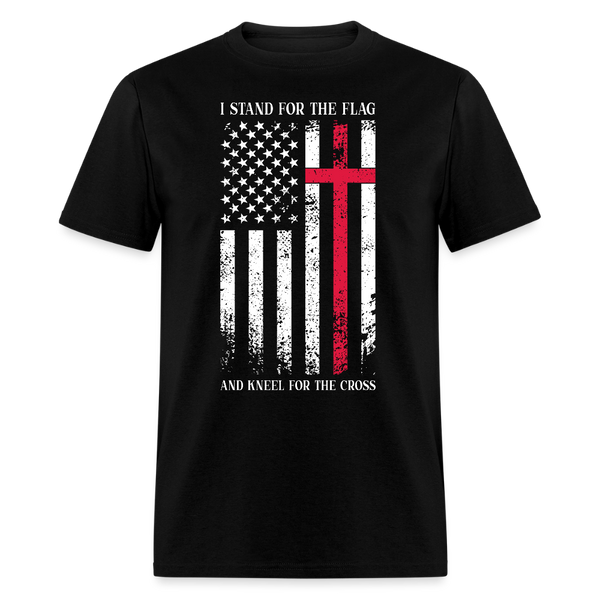 I Stand For The Flag Kneel For The Cross T Shirt - black