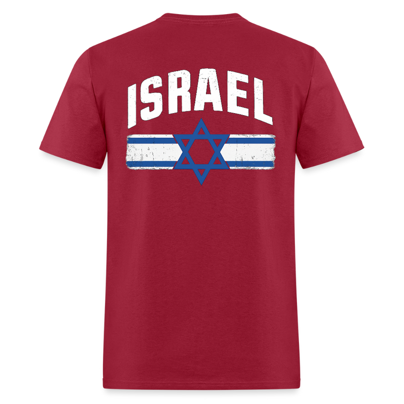 Israel Flag T Shirt - dark red