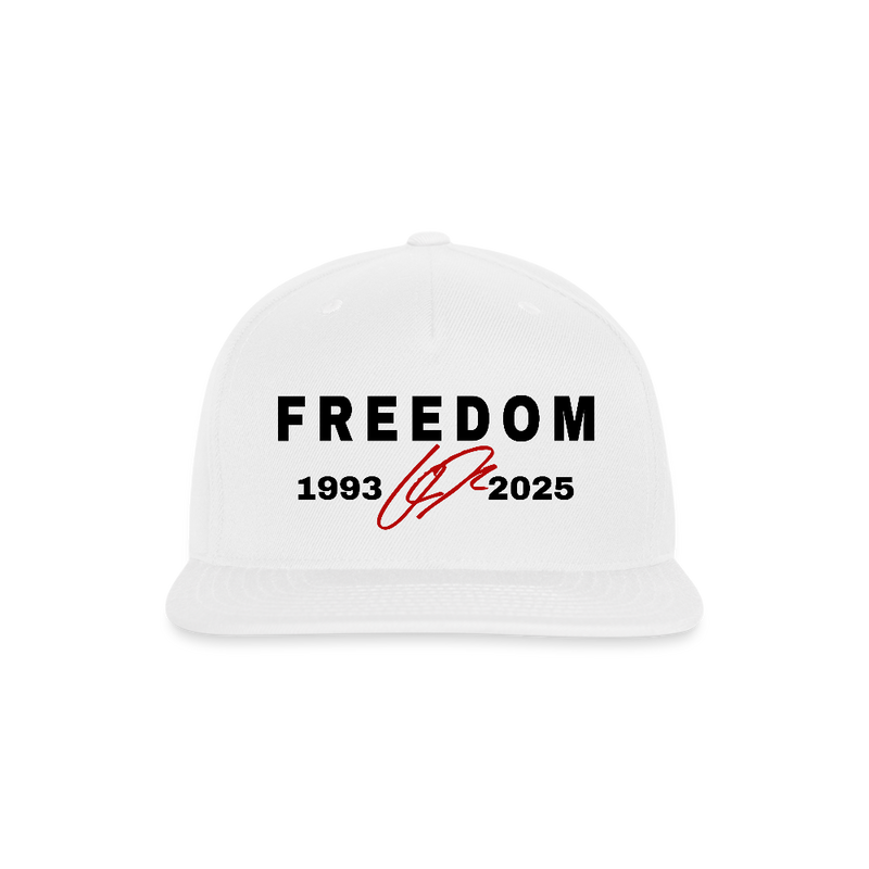 Freedom Charlie Kirk 1993-2025 Snapback Hat - white