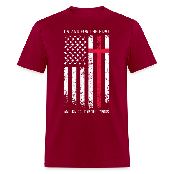 I Stand For The Flag Kneel For The Cross T Shirt - dark red