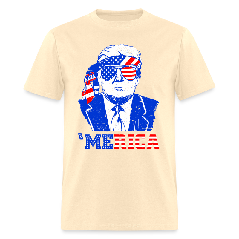 Donald Trump Merica Trump Sunglass US Flag T Shirt - natural