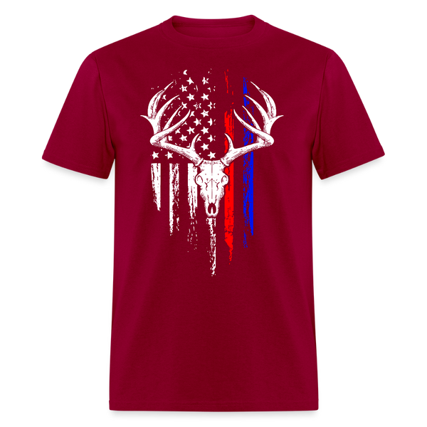 Whitetail Buck Deer Hunting American T Shirt - dark red